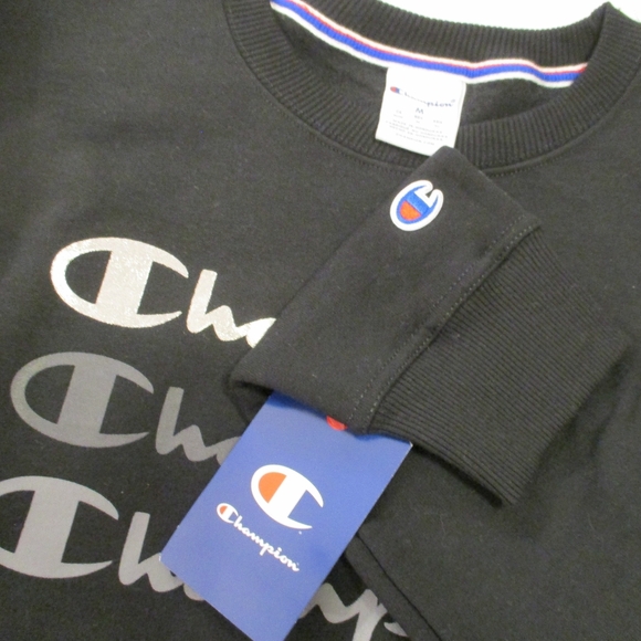 BLACK SWEATSHIRT – TRIPLE NAME BRAND SPARKLE LOGO – M – NWT - Picture 8 of 12